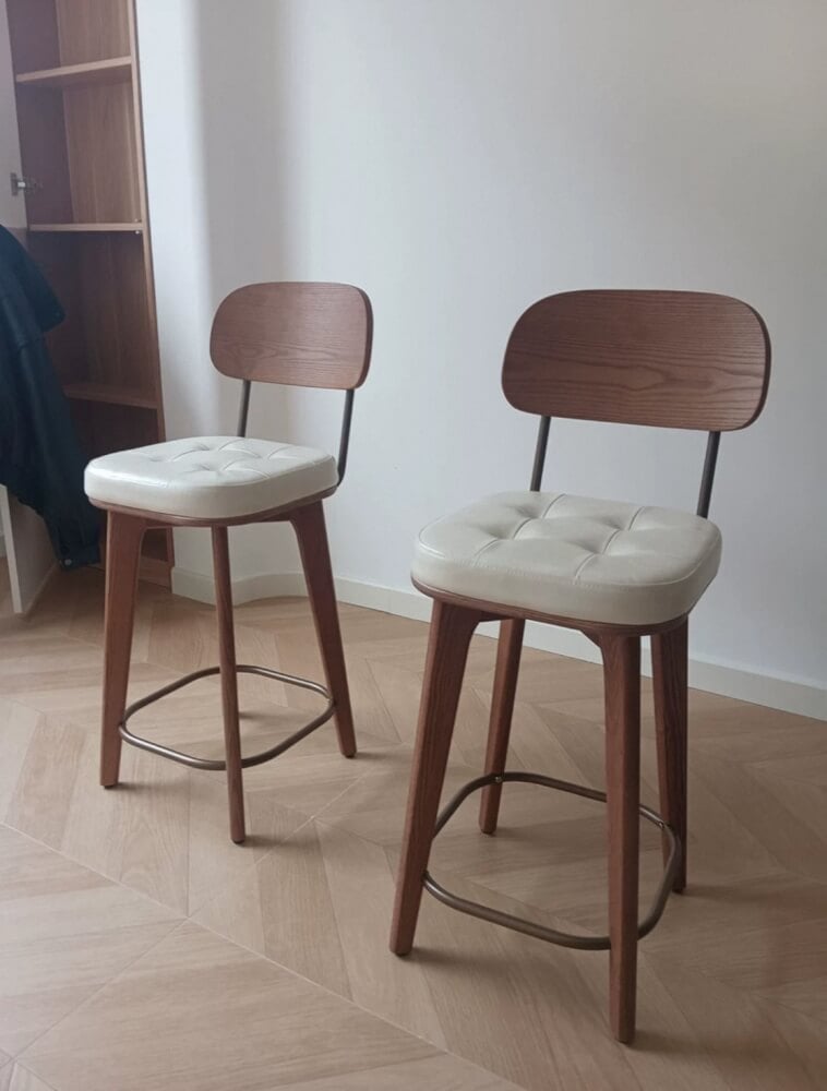 เก้าอี้บาร์ MY DOLLS HOUSE COCO 65 ซม. สีไม้เข้ม เบาะสีขาว